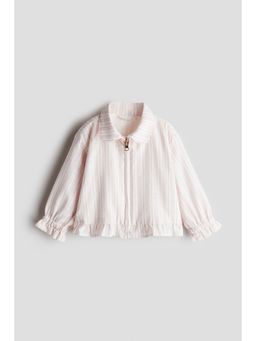 H&M - Girls Pink Frilled Linen-Blend Overshirt