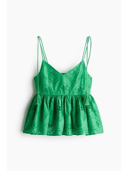 H&M - Women Green Broderie Anglaise Strappy Top