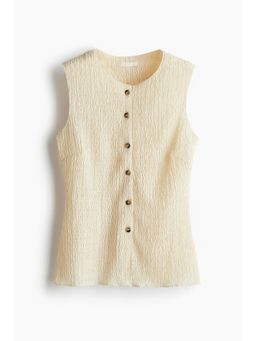 H&M - Women Beige Textured Jersey Waistcoat