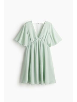 H&M - Women Green V-Neck Chiffon Dress