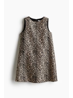 H&M - Women Beige Jacquard-Weave Shift Dress