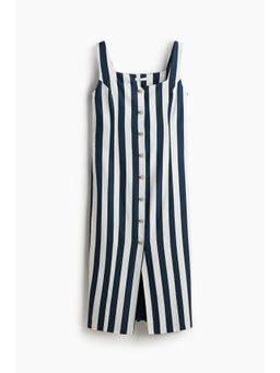 H&M - Women Blue Linen-Blend Midi Dress