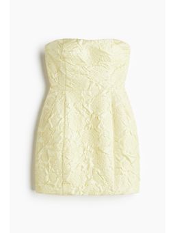 H&M - Women Yellow Embossed Mini Dress