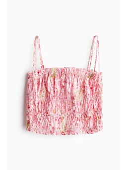 H&M - Women Pink Tie-Strap Smocked Top