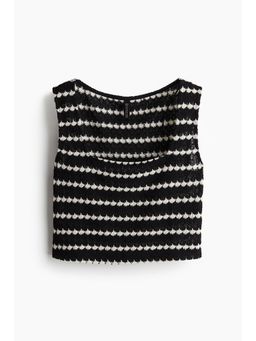 H&M - Women Black Jacquard-Knit Vest Top