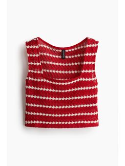 H&M - Women Red Jacquard-Knit Vest Top