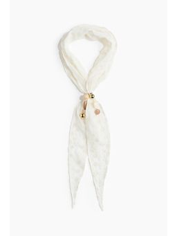 H&M - Women White Embroide Neck Scarf (127x26)