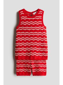 H&M - Girls Red 2-Piece Pointelle-Knit Set