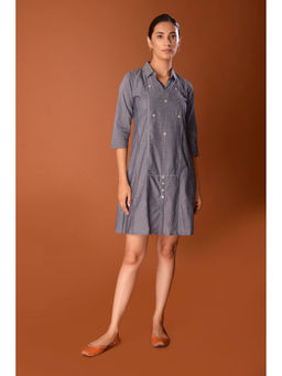 PINKSKY - Womens Solid Cotton Grey Dress