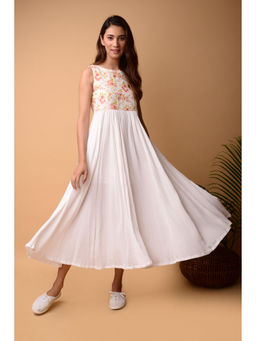 PINKSKY - Womens Floral Cotton White Dress