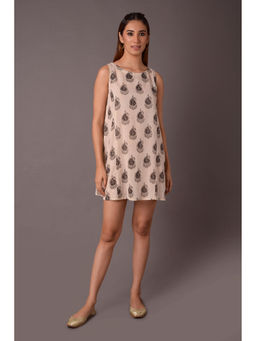 PINKSKY - Womens Paisley Cotton Beige Dress