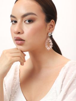 Sohi - Gold Plated Party Designer Stone Peach Drop Earrings for Women