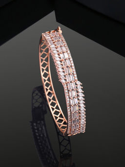 Estele - Rosegold Plated Comfort Fit White American Diamond Bracelet