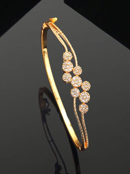 Estele - Sleek and Stylish Gold Plated White American Diamond Bracelet