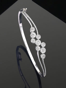Estele - Rhodium Plated Shimmering White American Diamond Classic Bracelet