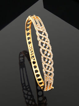 Estele - Gold Plated Comfort Fit Stunning White American Diamond Bracelet