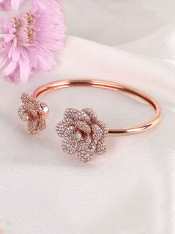 Estele - Rosegold Plated Modern Rose Motif Cuff Bracelet
