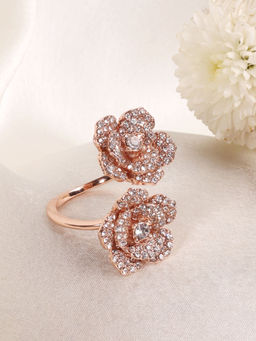 Estele - Elegant Rosegold-Plated Adjustable Floral Rose Design Ring