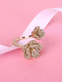 Estele - Rosegold-Plated Flexible Floral Design Lightweight Rose Ring