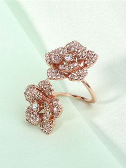Estele - Premium Rosegold Finish Rose Motif Adjustable and Flexible Ring