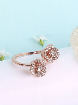 Estele - Modern Lightweight Floral Charm Rose Motif Adjustable Ring