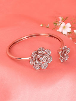 Estele - Premium Rosegold Plated Rose Motif Cuff Bracelet