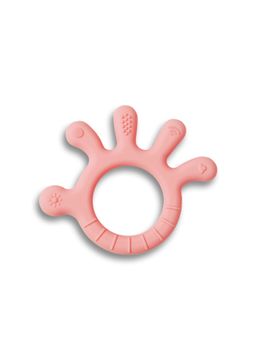 INFANTSO - Hand Shape Non Toxic Silicone Pink Baby Teether for New Born Infant Babies