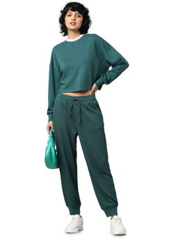 ONLY - Women Solid Teal SweatShirt