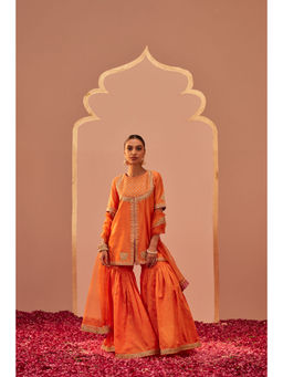 Sheetal Batra - Orange Kurta With Sharara And Dupatta (Set of 3)