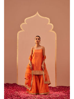Sheetal Batra - Orange Kurta With Sharara And Dupatta (Set of 3)