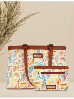 FLYING BERRY - Multi Ethnic Graphic Print Shoulder Laptop Bag Combo with Pouch