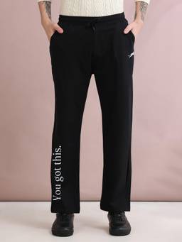 ARDEUR ZEAL IN YOU - Men Black Typography Cotton Trackpant