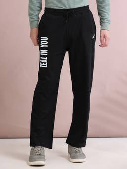 ARDEUR ZEAL IN YOU - Men Black Typography Cotton Trackpant