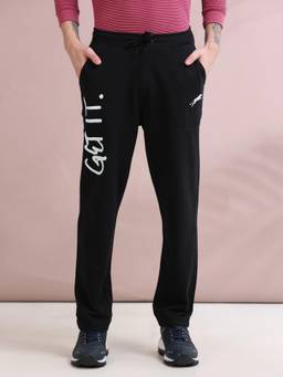 ARDEUR ZEAL IN YOU - Men Black Typography Cotton Trackpant