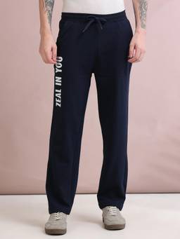 ARDEUR ZEAL IN YOU - Men Navy Blue Typography Cotton Trackpant