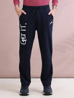 ARDEUR ZEAL IN YOU - Men Navy Blue Typography Cotton Trackpant