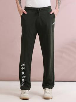 ARDEUR ZEAL IN YOU - Men Olive Typography Cotton Trackpant