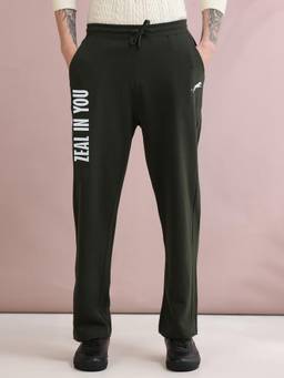 ARDEUR ZEAL IN YOU - Men Olive Typography Cotton Trackpant
