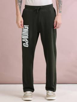 ARDEUR ZEAL IN YOU - Men Olive Typography Cotton Trackpant
