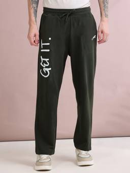 ARDEUR ZEAL IN YOU - Men Olive Typography Cotton Trackpant
