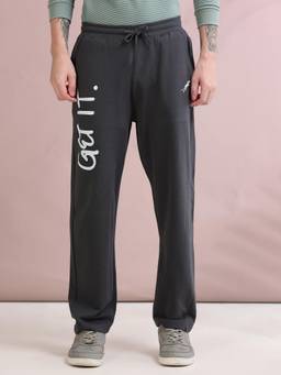 ARDEUR ZEAL IN YOU - Men Grey Typography Cotton Trackpant
