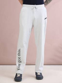 ARDEUR ZEAL IN YOU - Men White Typography Cotton Trackpant