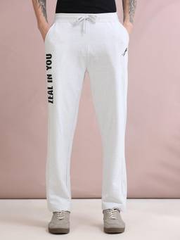 ARDEUR ZEAL IN YOU - Men White Typography Cotton Trackpant