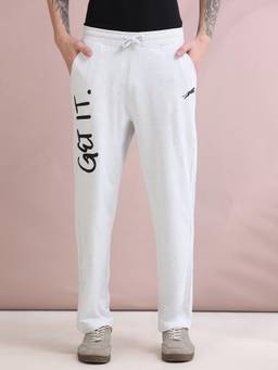 ARDEUR ZEAL IN YOU - Men White Typography Cotton Trackpant