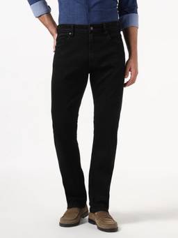 Guess - Men Black Solid/Plain Cotton Blend Jeans