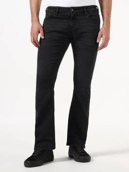 Guess - Men Black Solid/Plain Cotton Blend Jeans
