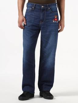 Guess - Men Blue Solid/Plain Organic Cotton Jeans