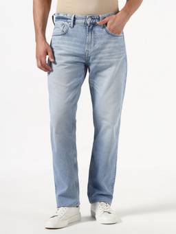 Guess - Men Blue Solid/Plain Organic Cotton Jeans