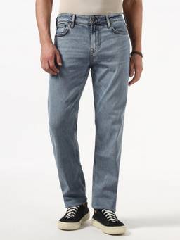 Guess - Men Blue Solid/Plain Cotton Tencel Spandex Jeans