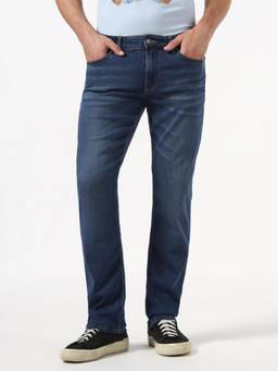 Guess - Men Blue Solid/Plain Cotton Tencel Spandex Jeans